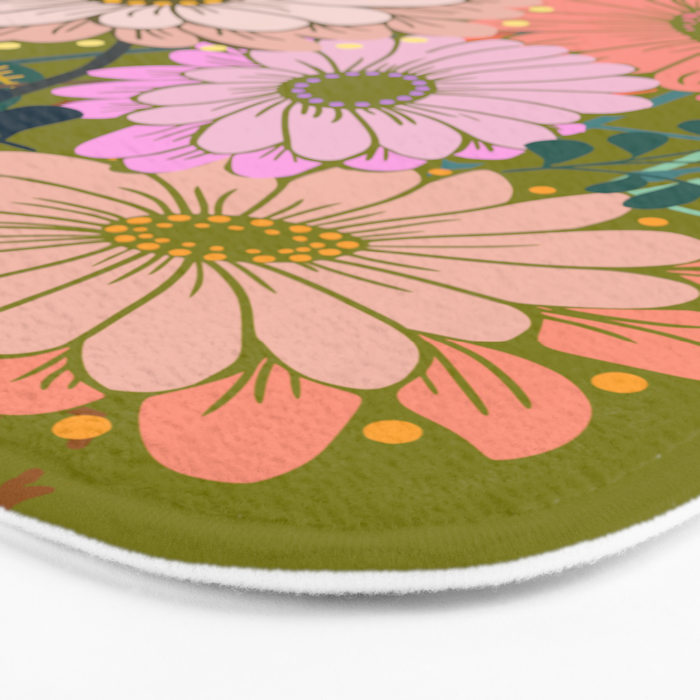 Vintage Bouquet of flowers in warm green colors Bath Mat Gallery Image 3