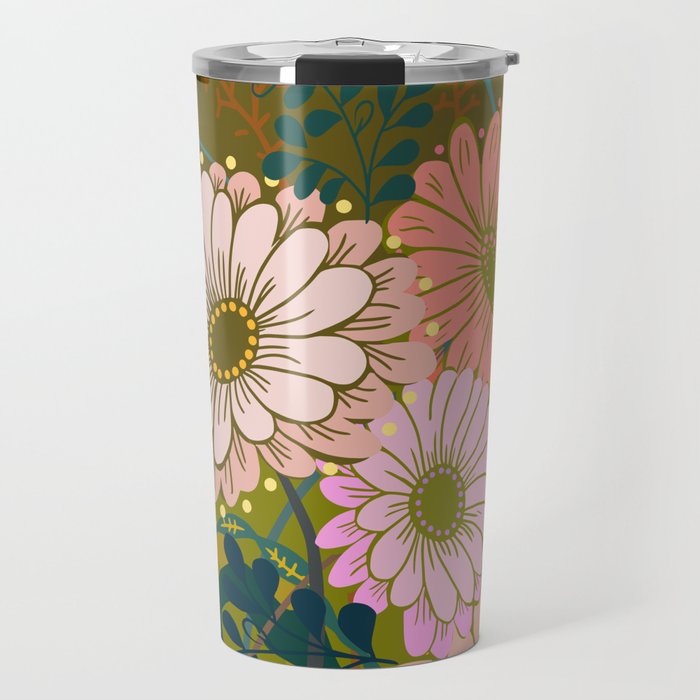 Vintage Bouquet of flowers in warm green colors Travel Mug