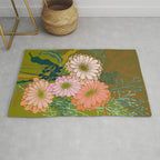 Vintage Bouquet of flowers in warm green colors Rug Gallery Image 1