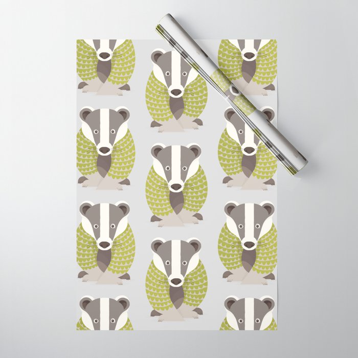 Whimsical Badger Wrapping Paper Gallery Image 1