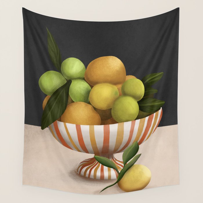 Golden Citrus 2 Wall Tapestry Gallery Image 1