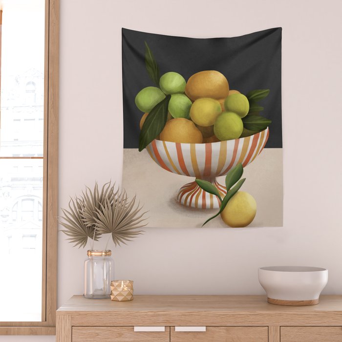 Golden Citrus 2 Wall Tapestry Gallery Image 2