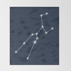 Taurus Zodiac Star Constellation Line Art Dark Blue Throw Blanket Gallery Image 2