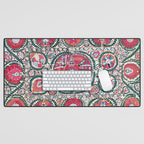 Large Medallion Bokhara Suzani  Uzbekistan Embroidery Print Desk Mat Gallery Image 1