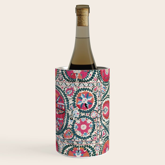 Large Medallion Bokhara Suzani  Uzbekistan Embroidery Print Wine Chiller Gallery Image 3