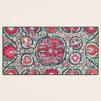 Large Medallion Bokhara Suzani  Uzbekistan Embroidery Print Desk Mat Gallery Image 3