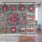 Large Medallion Bokhara Suzani  Uzbekistan Embroidery Print Wall Mural Gallery Image 1