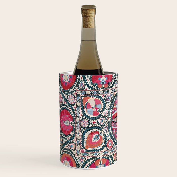 Large Medallion Bokhara Suzani  Uzbekistan Embroidery Print Wine Chiller Gallery Image 2