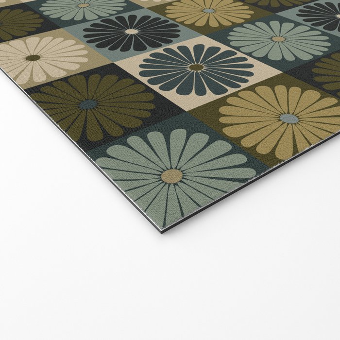 Retro Flowers Check Pattern V Welcome Mat Gallery Image 2