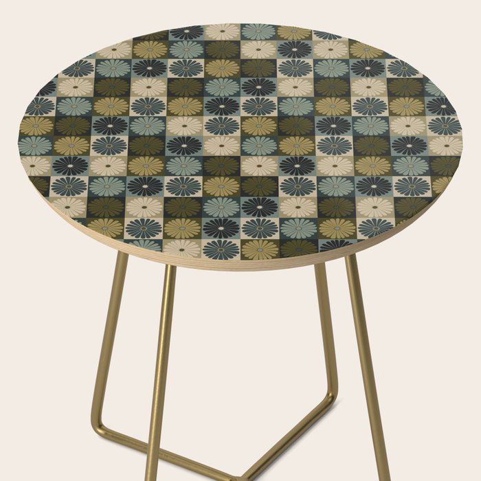 Retro Flowers Check Pattern V Side Table Gallery Image 2