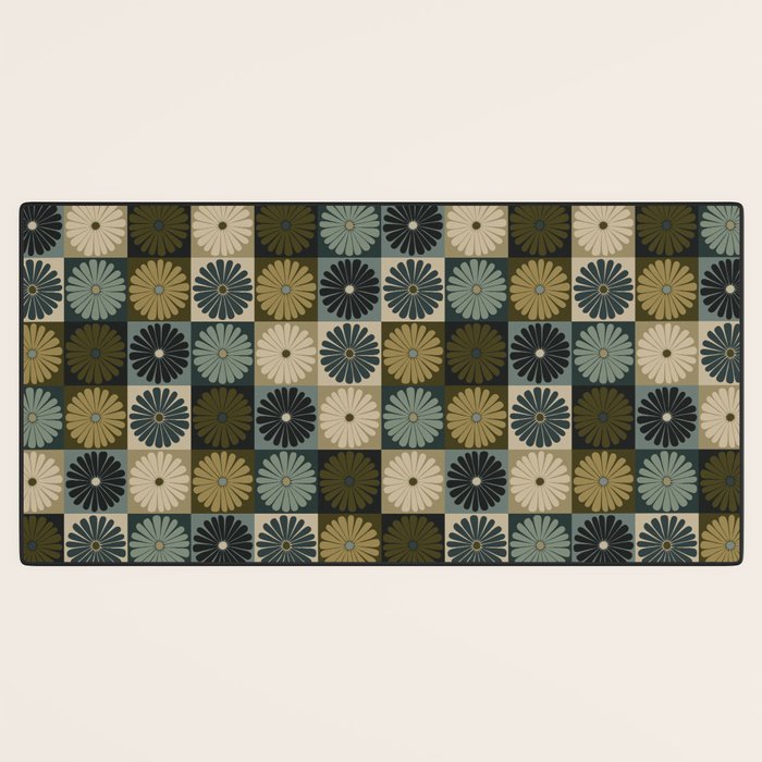 Retro Flowers Check Pattern V Desk Mat Gallery Image 3