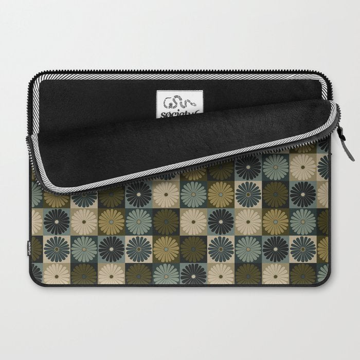 Retro Flowers Check Pattern V Laptop Sleeve Gallery Image 2