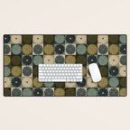 Retro Flowers Check Pattern V Desk Mat Gallery Image 1