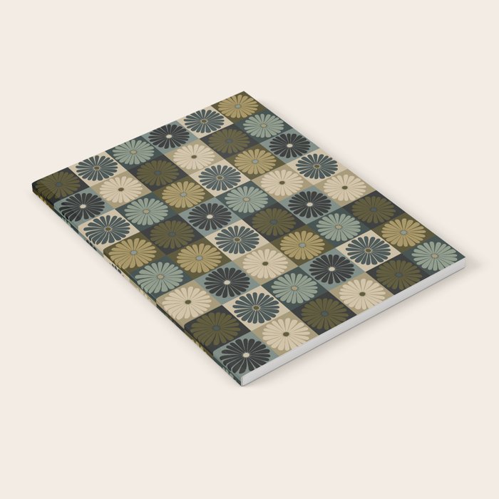 Retro Flowers Check Pattern V Notebook Gallery Image 2