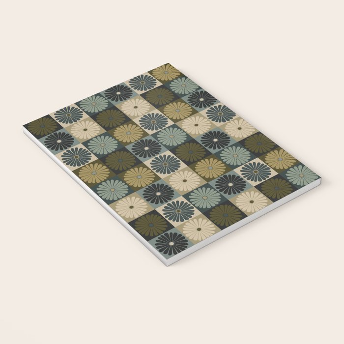 Retro Flowers Check Pattern V Notebook Gallery Image 3