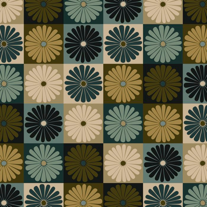 Retro Flowers Check Pattern V Coffee Mug Gallery Image 2
