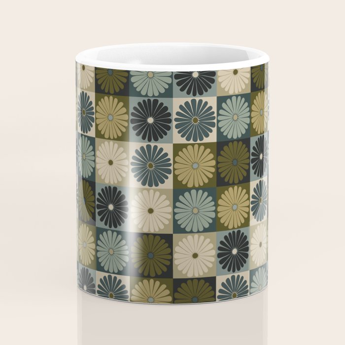 Retro Flowers Check Pattern V Coffee Mug Gallery Image 4