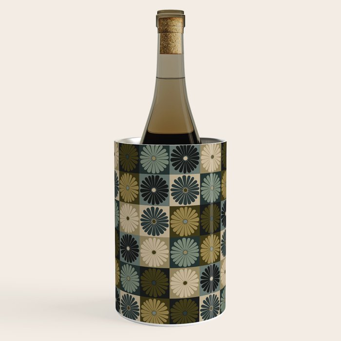Retro Flowers Check Pattern V Wine Chiller Gallery Image 1
