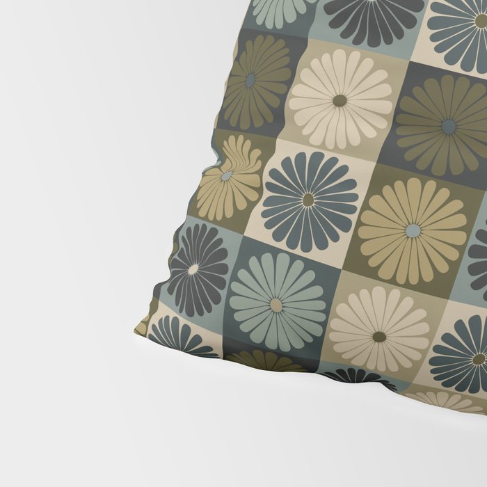 Retro Flowers Check Pattern V Pillow Sham Gallery Image 4