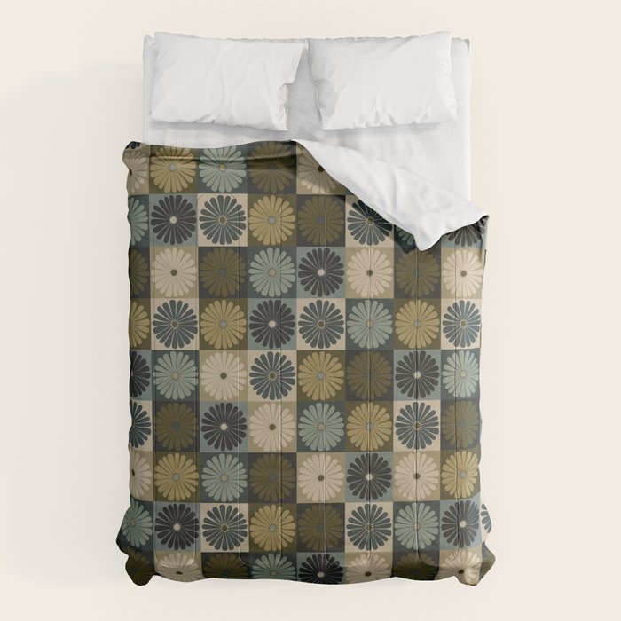Retro Flowers Check Pattern V Comforter Gallery Image 6