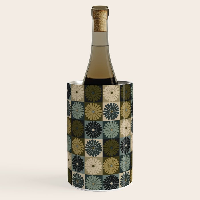Retro Flowers Check Pattern V Wine Chiller Gallery Image 2