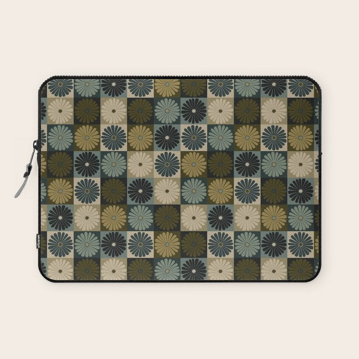 Retro Flowers Check Pattern V Laptop Sleeve Gallery Image 1