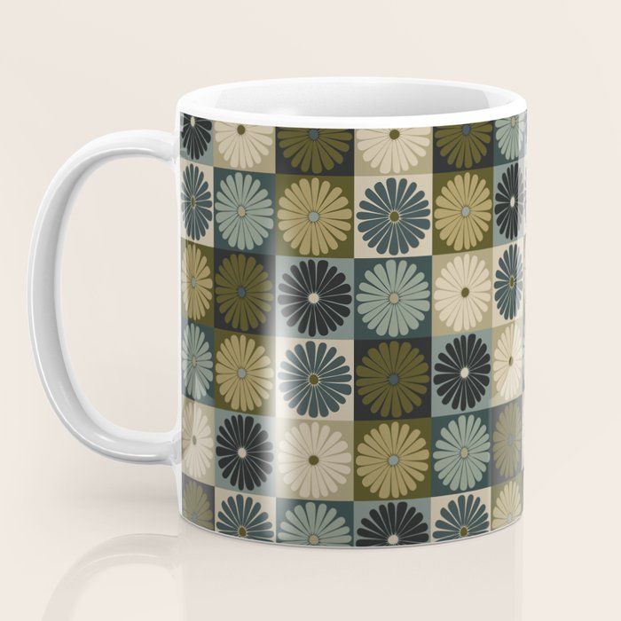 Retro Flowers Check Pattern V Coffee Mug Gallery Image 3