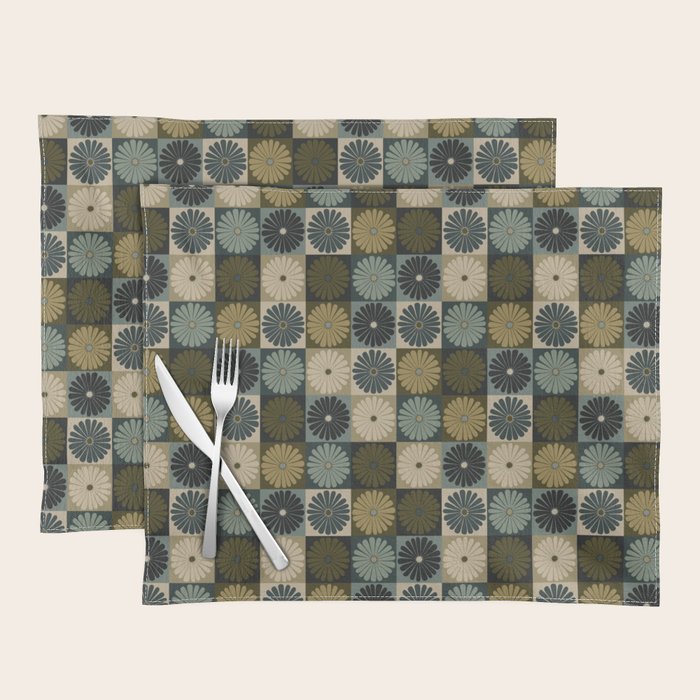 Retro Flowers Check Pattern V Placemat Gallery Image 1