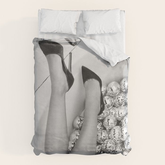 Female Disco Legs - Black White Photography - Photograph Duvet Cover Gallery Image 6