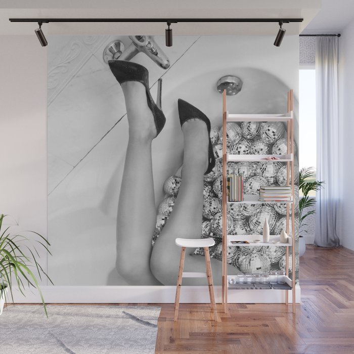 Female Disco Legs - Black White Photography - Photograph Wall Mural Gallery Image 1