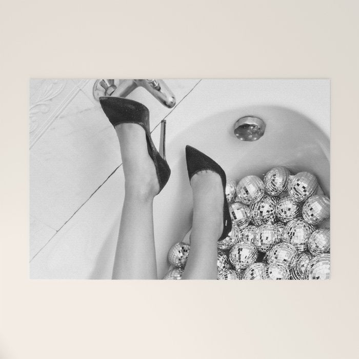 Female Disco Legs - Black White Photography - Photograph Welcome Mat Gallery Image 1