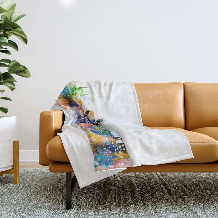 nashville skyline artistic Throw Blanket Gallery Image 1