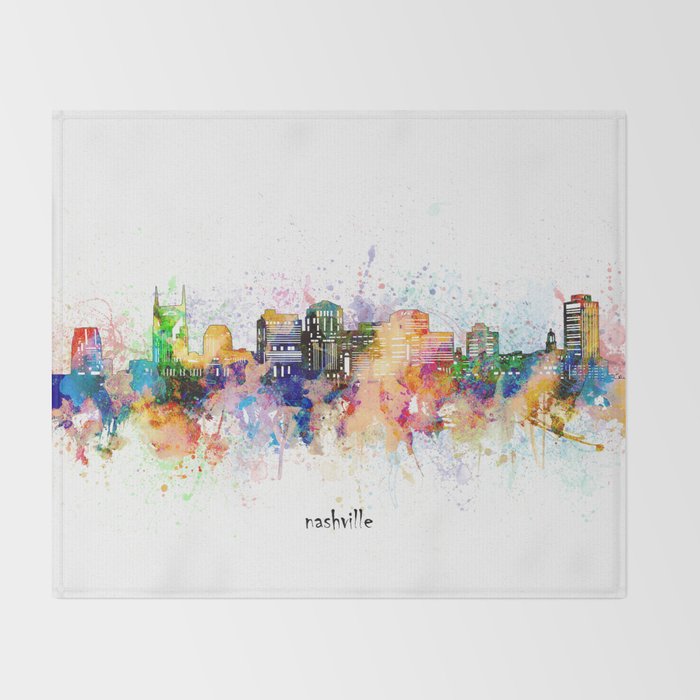 nashville skyline artistic Throw Blanket Gallery Image 2