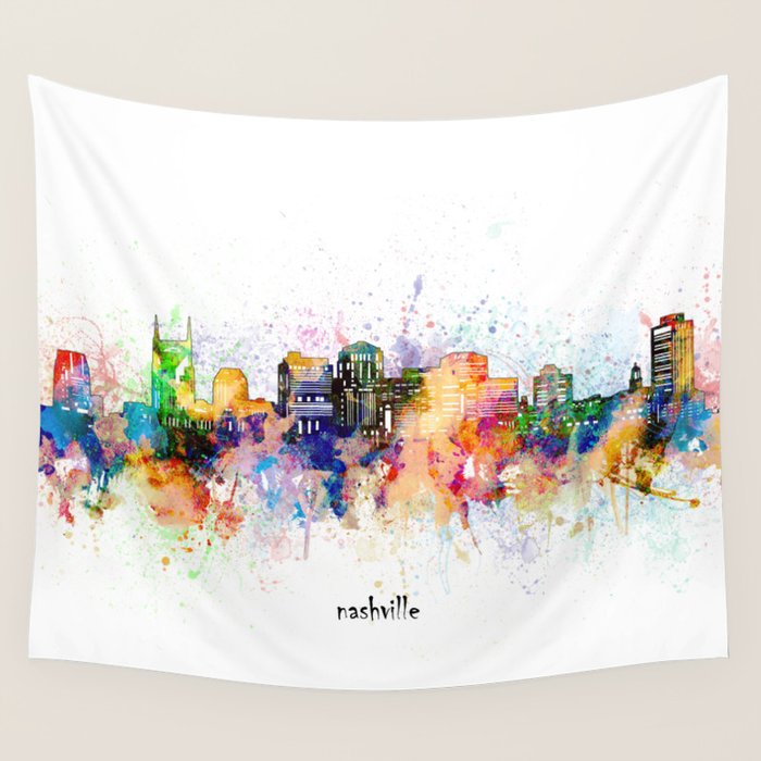 nashville skyline artistic Wall Tapestry Gallery Image 4