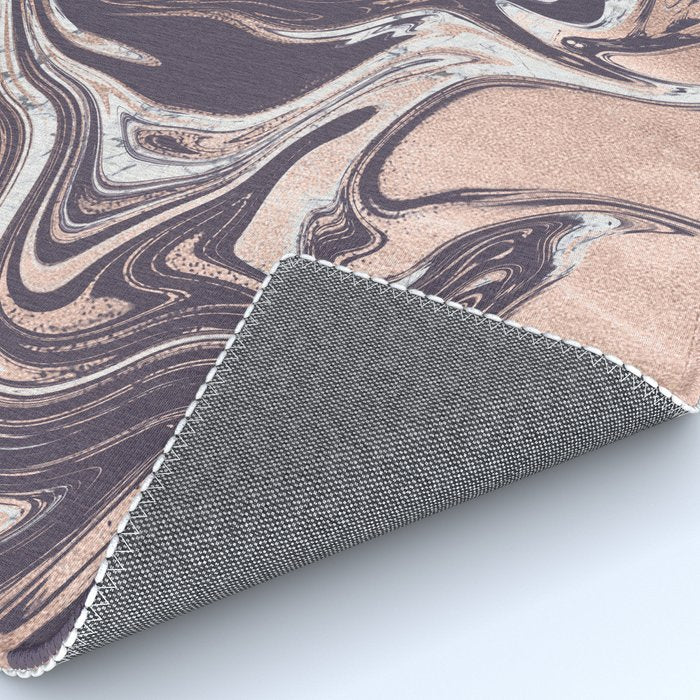 Liquid Rose Gold Violet and Marble Rug Gallery Image 4
