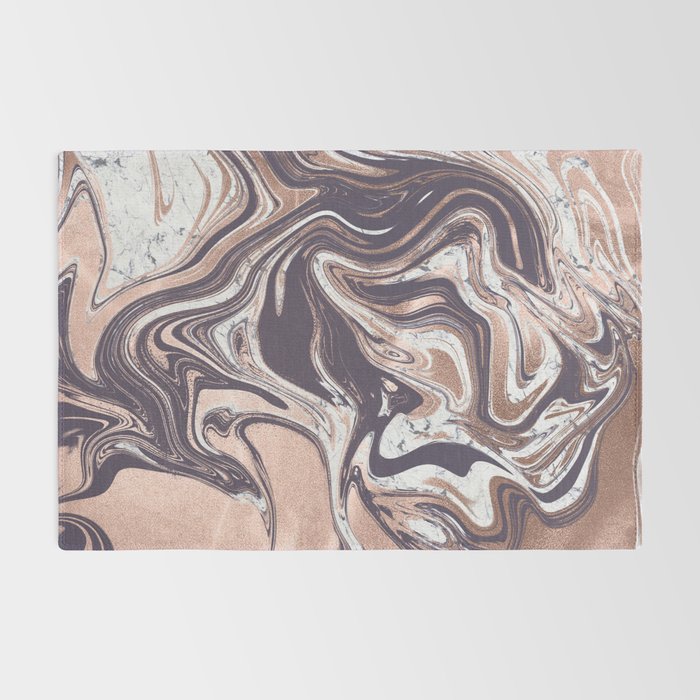 Liquid Rose Gold Violet and Marble Rug Gallery Image 2