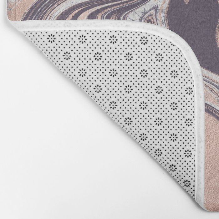 Liquid Rose Gold Violet and Marble Bath Mat Gallery Image 2