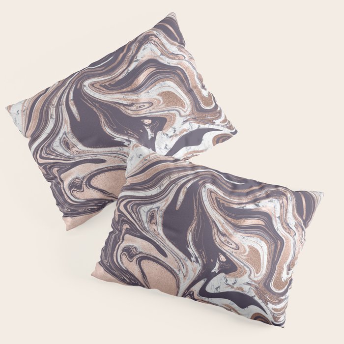 Liquid Rose Gold Violet and Marble Pillow Sham Gallery Image 3