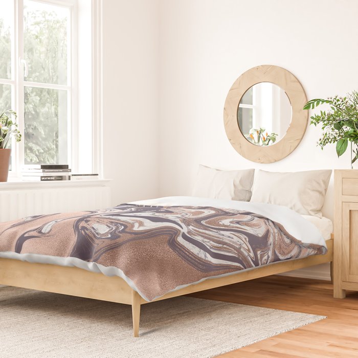Liquid Rose Gold Violet and Marble Duvet Cover Gallery Image 2