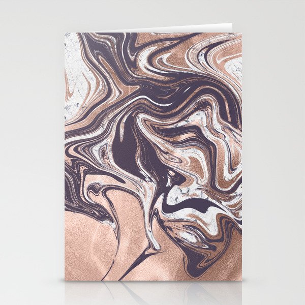 Liquid Rose Gold Violet and Marble Stationery Card Gallery Image 2