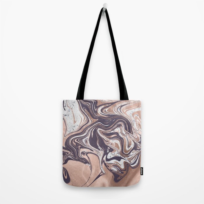 Liquid Rose Gold Violet and Marble Tote Bag Gallery Image 2
