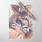 Liquid Rose Gold Violet and Marble Wrapping Paper Gallery Image 1