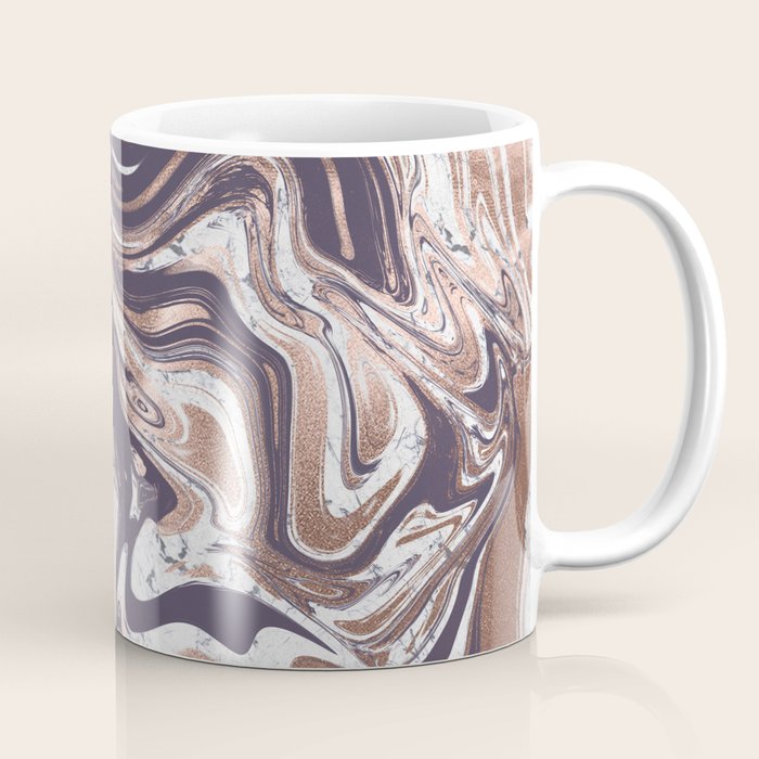 Liquid Rose Gold Violet and Marble Coffee Mug Gallery Image 1