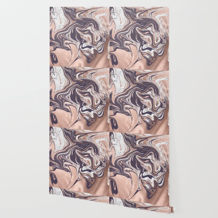 Liquid Rose Gold Violet and Marble Wallpaper Gallery Image 2