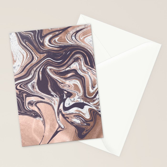 Liquid Rose Gold Violet and Marble Stationery Card Gallery Image 2