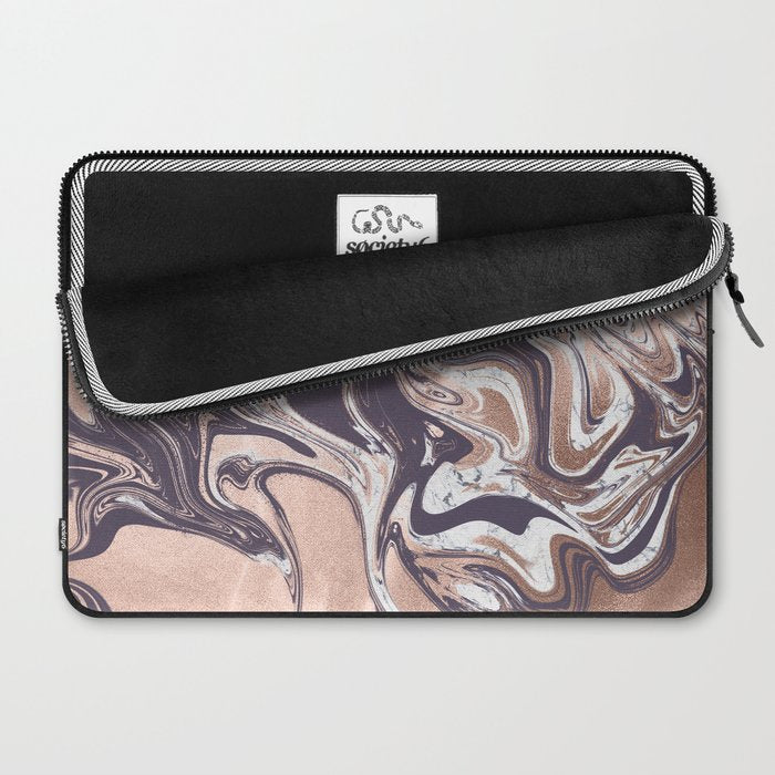 Liquid Rose Gold Violet and Marble Laptop Sleeve Gallery Image 2