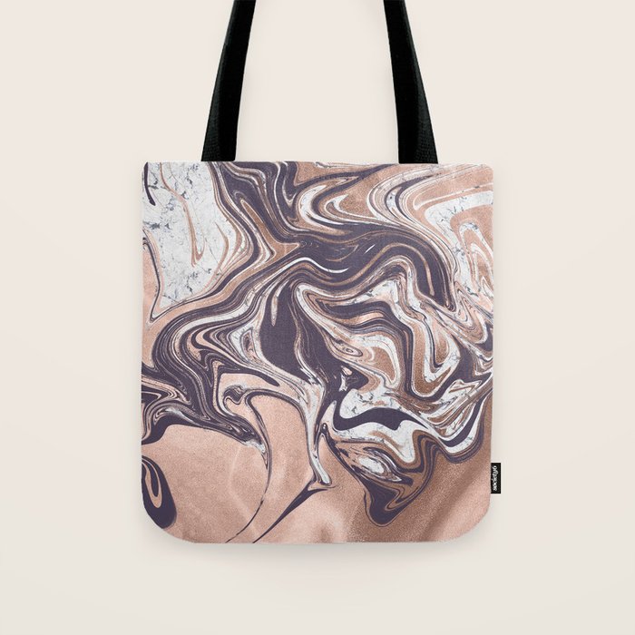 Liquid Rose Gold Violet and Marble Tote Bag Gallery Image 1