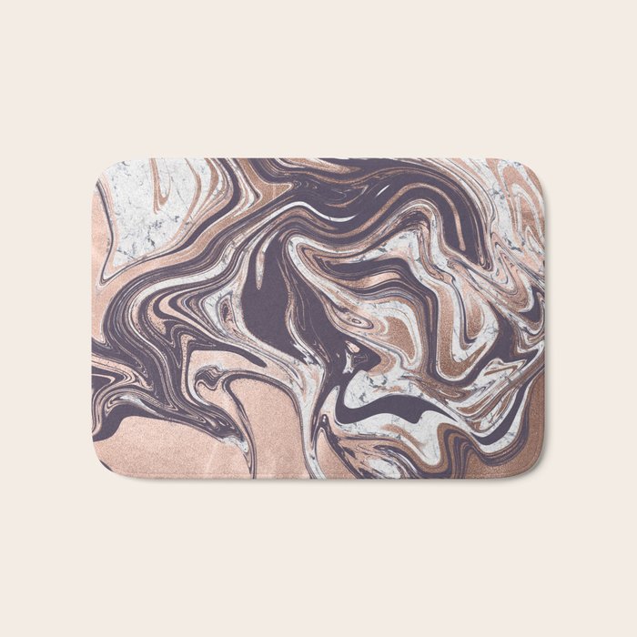 Liquid Rose Gold Violet and Marble Bath Mat Gallery Image 1