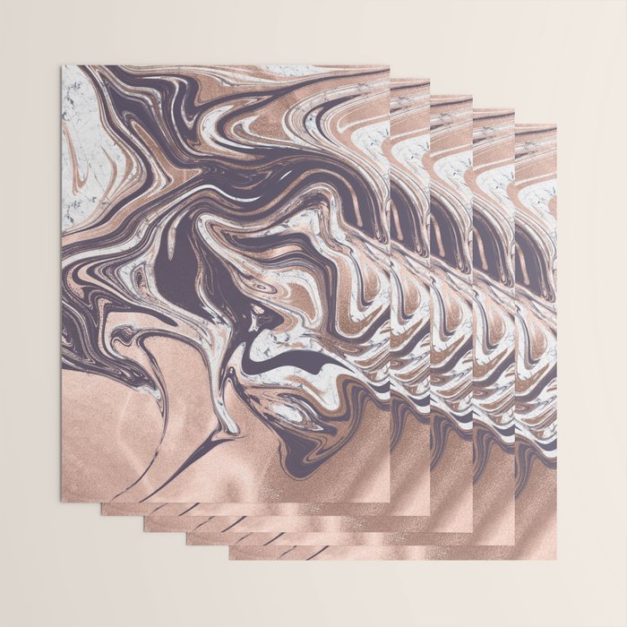 Liquid Rose Gold Violet and Marble Wrapping Paper Gallery Image 3