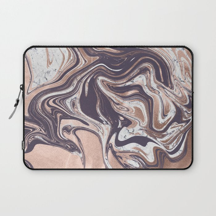 Liquid Rose Gold Violet and Marble Laptop Sleeve Gallery Image 1